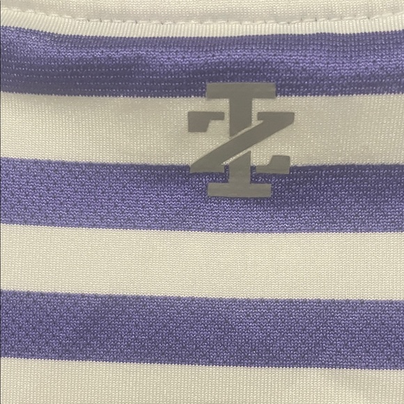 Men's IZOD GOLF Striped Polo Shirt - Purple and White/ size L - Picture 3 of 6